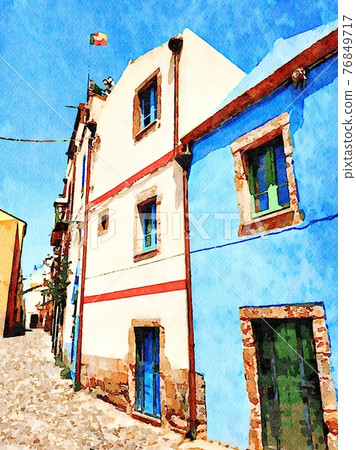 A glimpse of the traditional colorful buildings in a small town near the sea 76849717