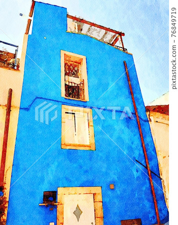 A glimpse of the traditional colorful buildings in a small town near the sea 76849719