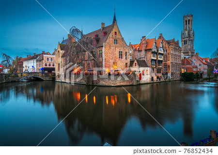 Bruges, Belgium Night Scene 76852434