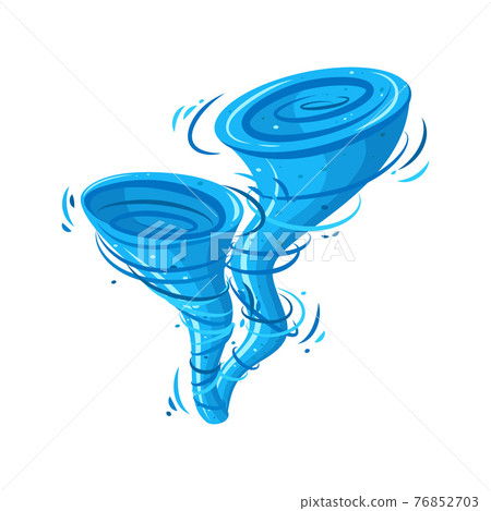Dual whirlpool cyclone isolated in white background. Water whirlpool for game design. Vector illustration 76852703