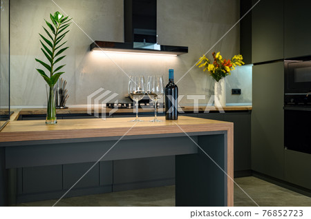 Modern large luxurious studio apartment with kitchen 76852723