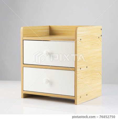 wooden modern bedside with two drawers isolated on white 76852750