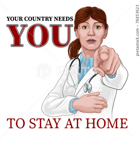 Doctor Woman Needs You Stay Home Pointing Poster Doctor Woman Needs You Stay Home Pointing Poster 76853623