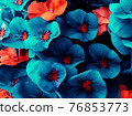 Beautiful flowers of an unusual neon shade of blue and orange, design background. 76853773