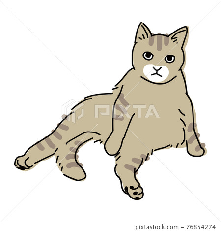 Full-body illustration of a cat sitting uncle Full-body illustration of a cat sitting uncle 76854274