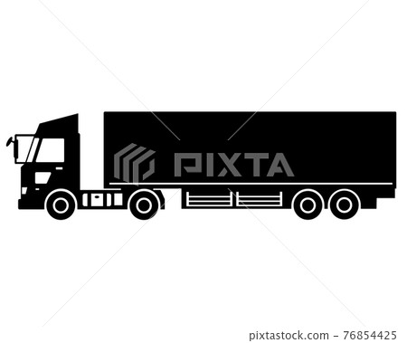 卡車大拖車黑白剪影 76854425