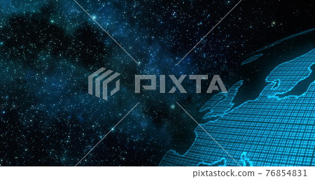 Clip contains space, planet, galaxy, stars, cosmos, earth. Digital earth rotating,Concept 3d animation social future technology abstract business scientific global network, broadcasting background. 76854831