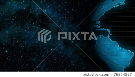 Digital earth rotating,Concept 3d animation social future technology abstract business scientific global network, broadcasting background. Clip contains space, planet, galaxy, stars, cosmos, earth. 76854837