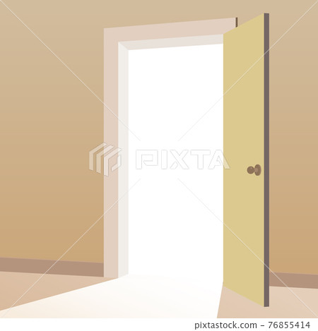 Open Door with light beams going inside room. Symbol of new way, exit, discovery, new opportunities. Business motivation concept. Vector illustration 76855414