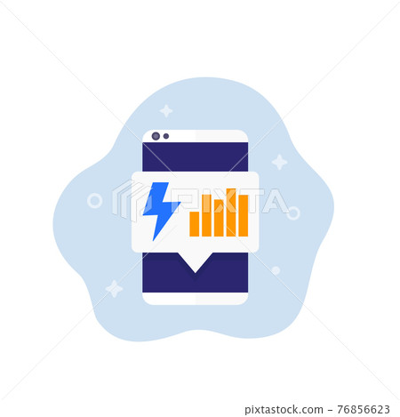 electric consumption icon with a phone, vector electric consumption icon with a phone, vector 76856623