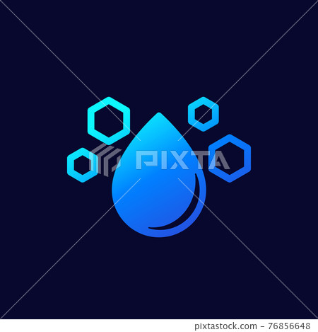 Drop with nano particles icon on dark Drop with nano particles icon on dark 76856648
