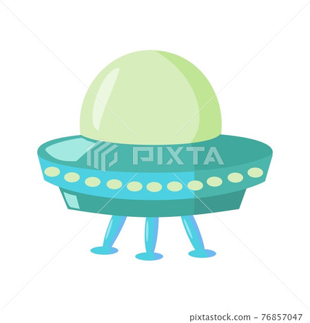 Green ufo with portholes cartoon isolated illustration on white background Green ufo with portholes cartoon isolated illustration on white background 76857047