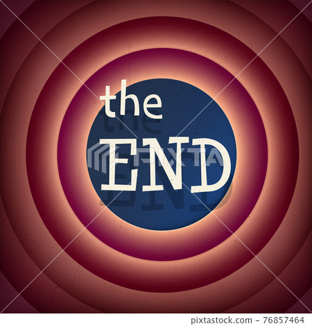 Old Movie ending screen background, the end vector illustration. 76857464