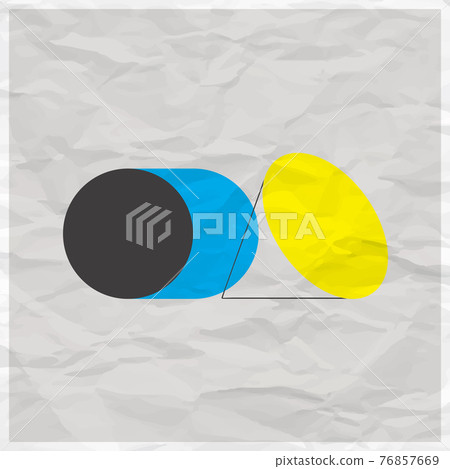 Abstract geometric color solids figures still life composition. Cylinder and cone on white paper effect background. Abstract design poster Abstract geometric color solids figures still life composition. Cylinder and cone on white paper effect background. Abstract design poster 76857669