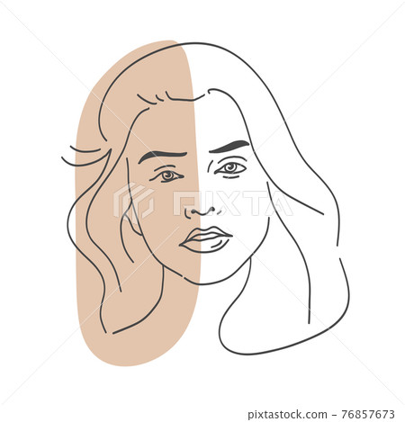 Abstract female portrait. Abstract vector illustration of a young female adult. Abstract female portrait. Abstract vector illustration of a young female adult. 76857673