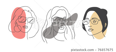 Diversity ethnic beauty womens in sunlight glasses. Color of skin in separate layers and can be edited. Diversity ethnic beauty womens in sunlight glasses. Color of skin in separate layers and can be edited. 76857675