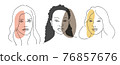 Multi-ethnic beauty. Different ethnicity women - Caucasian, African, Asian. Vector illustration 76857676