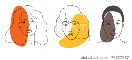 Multi-ethnic beauty. Different ethnicity women - Caucasian, African, Asian. Vector illustration 76857677