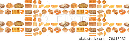 Seamless pattern sweet bread products in the form of frame isolated on white 76857682