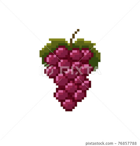 Pixel red grapes illustration. Vector pixel art bunch of grapes. 8 bit retro game style fruit grapes icon. Pixel fruit isolated icon on white background. Pixel red grapes illustration. Vector pixel art bunch of grapes. 8 bit retro game style fruit grapes icon. Pixel fruit isolated icon on white background. 76857788