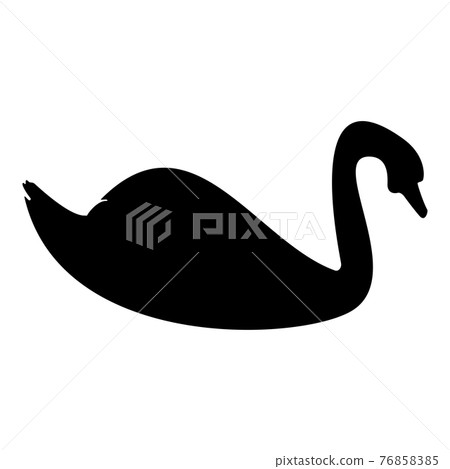 Silhouette swan bird waterbird black color vector  76858385