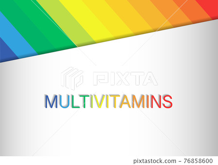 Multi vitamin mineral complex supplement, label design. Natural Medicine Logo Template. Colorful text. Vector isolated on white background 76858600