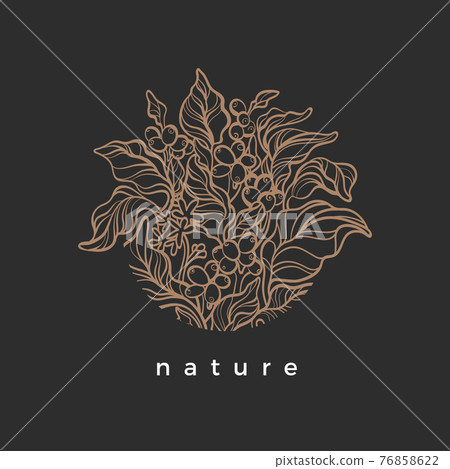 Vector nature symbol in circle. Organic round frame 76858622