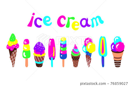 Vector set of ice cream. Cold chocolate desserd. Milk product, food. 76859027