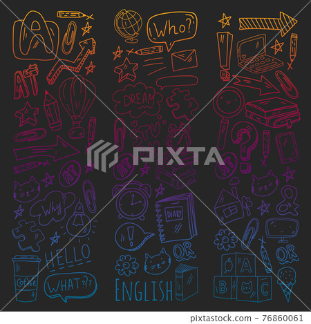 English course. E-learning, online education. English language 76860061