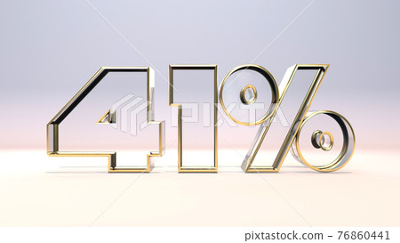 41% 3d glass material surrounded by a golden frame, discount business concept 3d render illustration 41% 3d glass material surrounded by a golden frame, discount business concept 3d render illustration 76860441