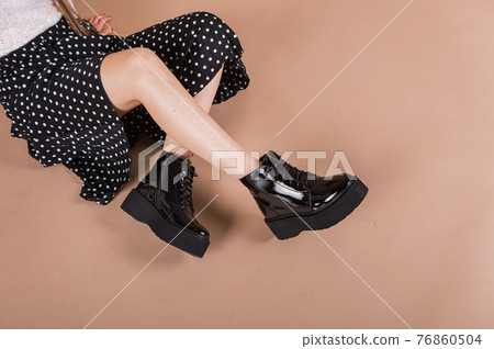woman shoes winter studio fashion modern model 76860504