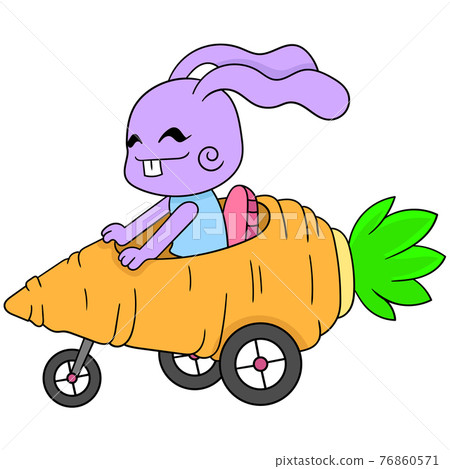 The rabbit is having fun driving the carrot car, doodle icon image kawaii The rabbit is having fun driving the carrot car, doodle icon image kawaii 76860571