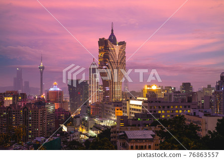 hotel and casino of Macau cityscape skyline in china at night. hotel and casino of Macau cityscape skyline in china at night. 76863557