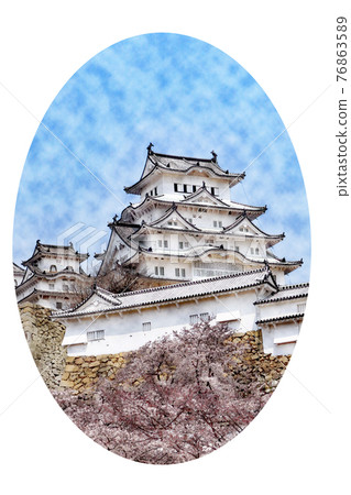 World Cultural Heritage National Treasure "Himeji Castle" Watercolor style picture letter 76863589