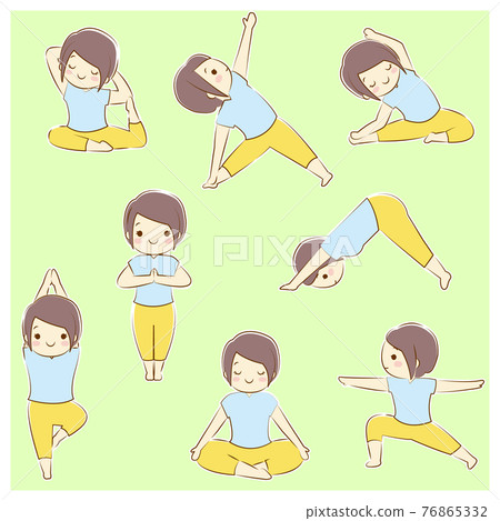 Female yoga pose set illustration Female yoga pose set illustration 76865332