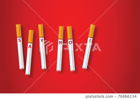 Cigarettes on a red background - No Smoking Day - Stock Illustration  [76866134] - PIXTA