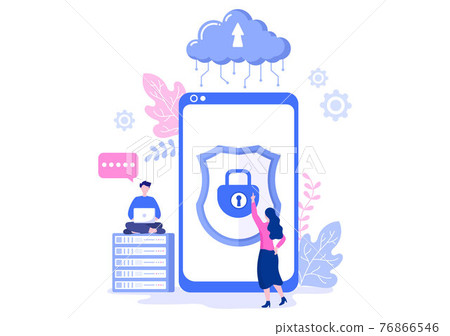 Data Cloud Private Illustration To Access Hosting or Database And Data Protection. Internet Cyber Security Shield Business Data Cloud Private Illustration To Access Hosting or Database And Data Protection. Internet Cyber Security Shield Business 76866546
