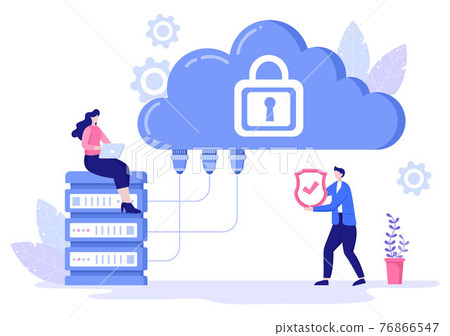 Data Cloud Private Illustration To Access Hosting or Database And Data Protection. Internet Cyber Security Shield Business Data Cloud Private Illustration To Access Hosting or Database And Data Protection. Internet Cyber Security Shield Business 76866547
