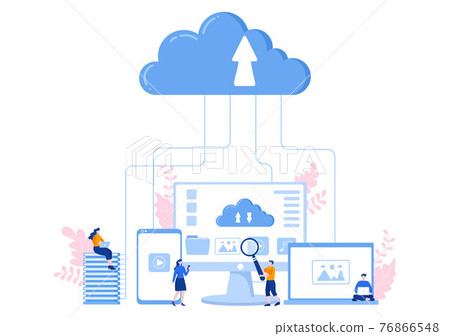 Cloud Data Storage Hosting Research Illustration For Information Database Statistics And Search Analysis 76866548