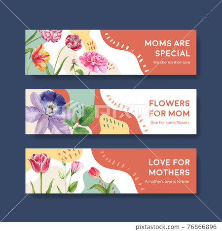 Banner template with Happy mothers day concept watercolor illustration Banner template with Happy mothers day concept watercolor illustration 76866896