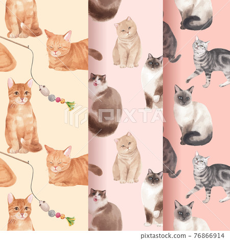 Pattern seamless with cute cat concept watercolor illustration Pattern seamless with cute cat concept watercolor illustration 76866914