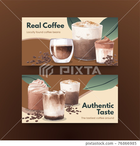Twitter template with coffee concept watercolor illustration 76866985