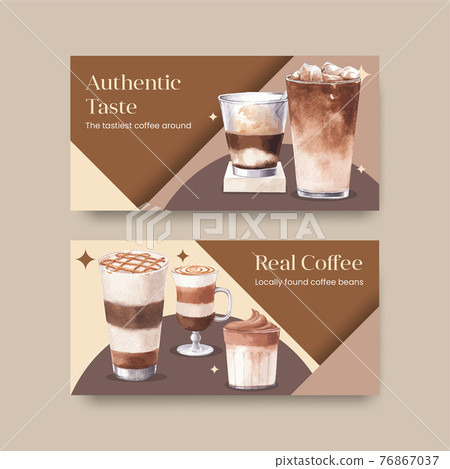 Twitter template with coffee concept watercolor illustration 76867037