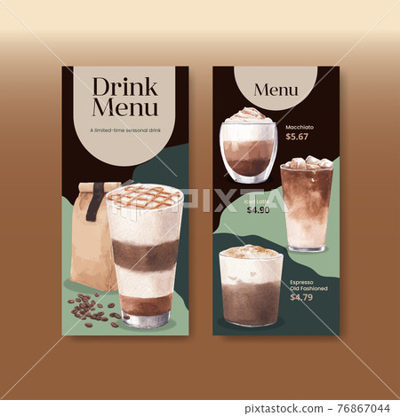 Menu template with coffee concept watercolor illustration 76867044