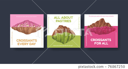 Banner template with croissant concept... - Stock Illustration ...