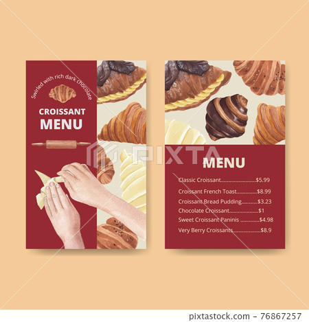 Menu template with croissant concept ,watercolor style Menu template with croissant concept ,watercolor style 76867257