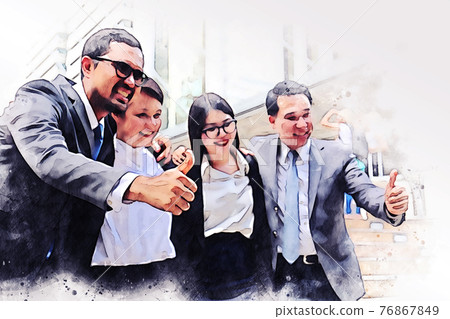 Abstract happiness young business partnership and relaxation for job on watercolor illustration painting background. Abstract happiness young business partnership and relaxation for job on watercolor illustration painting background. 76867849