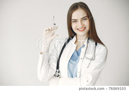 Doctor with vaccination against covid19 Doctor with vaccination against covid19 76869103