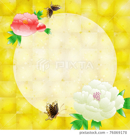 There is a copy space for peony flowers on the background of gold leaf There is a copy space for peony flowers on the background of gold leaf 76869178
