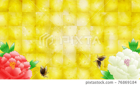 金箔背景有牡丹花複製空間 金箔背景有牡丹花複製空間 76869184